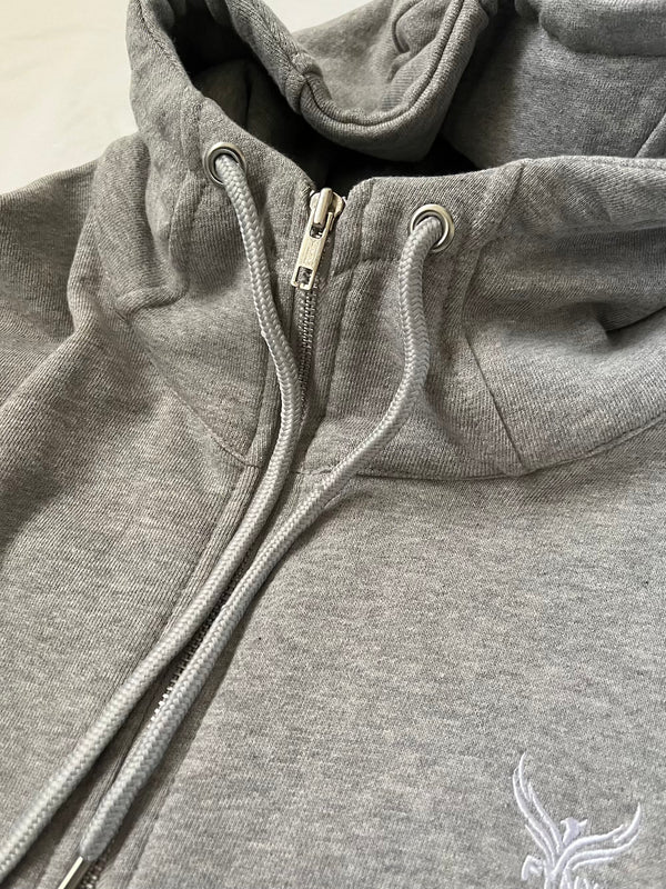 Grey Hoodie Zipper Detail